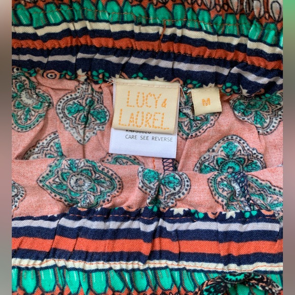 NWOT Lucy & Laurel Multicolor Light & Airy Bohemian Pants with Drawstring Waist - Picture 3 of 7